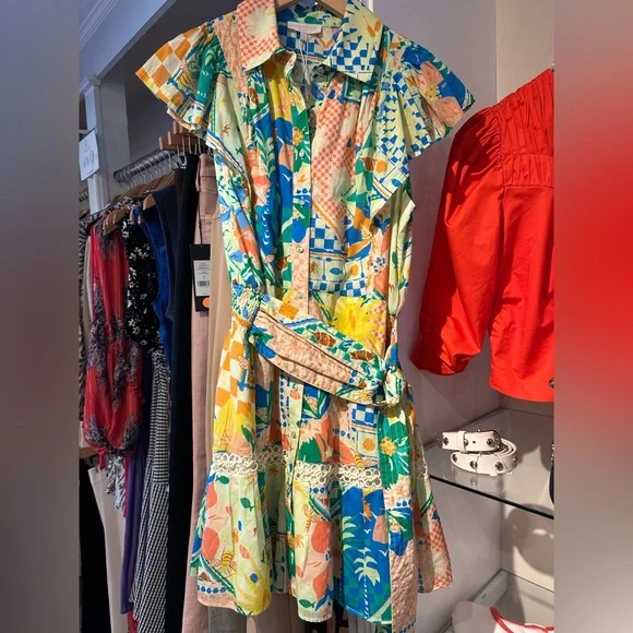 Ramy Brook Marceline Printed Cotton Mini Dress, Small - Picture 4 of 4